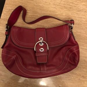 Coach red hobo bag